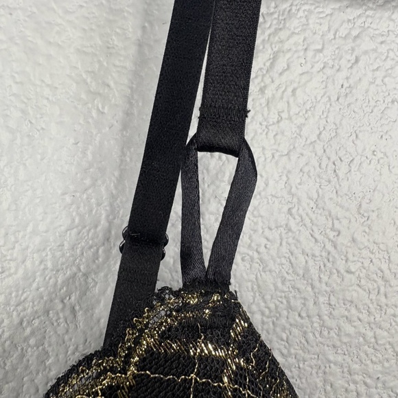 Victoria's Secret Lined Demi Bra Size 34DD - Black & Gold - Picture 4 of 8